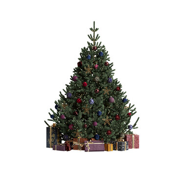 3d illustration of decoration pine tree christmas isolated on white background