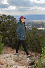 Naklejka premium Woman hiking in Santa Fe, New Mexico