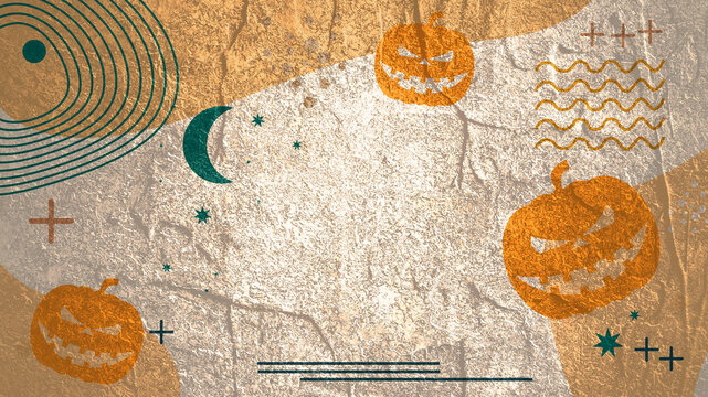 Pumpkin for Halloween. Abstract modern art background. Social media stories and post creative background template with copy space for text and images design by abstract colored shapes