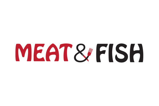 Meat and Fish minimal logo icon sign symbol design concept. Vector illustration
