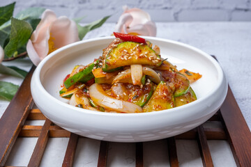 Korean food side dish Stir-fried Pumpkin