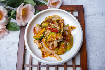 Korean food side dish Stir-fried Pumpkin