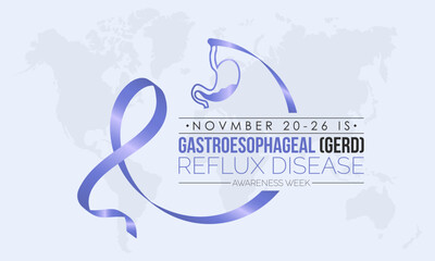 Vector illustration design concept of GERD(Gastroesophageal Reflux Disease) Awareness Week observed on Novmber 20-26