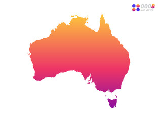 Vector bright colorful gradient of Australia map on white background. Organized in layers for easy editing.