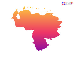 Vector bright colorful gradient of Venezuela map on white background. Organized in layers for easy editing.