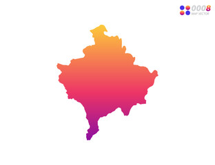 Vector bright colorful gradient of Kosovo map on white background. Organized in layers for easy editing.