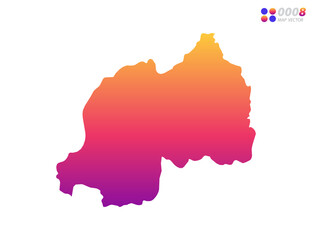 Obraz premium Vector bright colorful gradient of Rwanda map on white background. Organized in layers for easy editing.