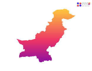 Vector bright colorful gradient of Pakistan map on white background. Organized in layers for easy editing.