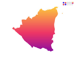 Vector bright colorful gradient of Nicaragua map on white background. Organized in layers for easy editing.