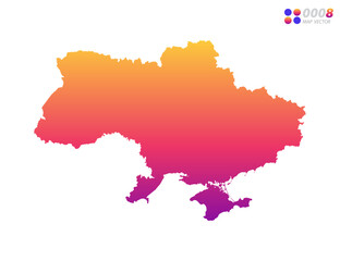Vector bright colorful gradient of Ukraine map on white background. Organized in layers for easy editing.
