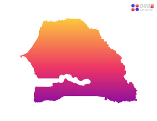 Vector bright colorful gradient of Senegal map on white background. Organized in layers for easy editing.