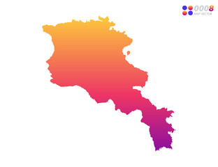 Obraz premium Vector bright colorful gradient of Armenia map on white background. Organized in layers for easy editing.