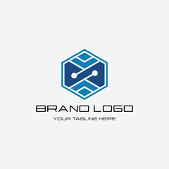 simple letter N tech logo design template elements