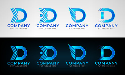 Set collection modern abstract logo with letter D