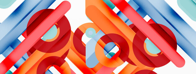 Fototapeta premium Lines geometric background. Stripes and rings composition business template for wallpaper, banner, background or landing