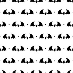 Vector seamless pattern with black bats. Bats silhouette seamless pattern. Scary endless background with flittermouse. Vector illustration