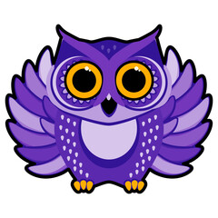 Cute owl with open wings. Cartoon vector illustration. Humorous congratulatory Halloween concept.
