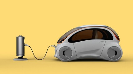 Electric micro van design, EV car being charged
