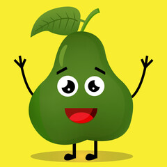 Vactor Illustration Cute Avocado Character