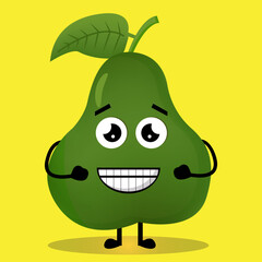 Vactor Illustration Cute Avocado Character