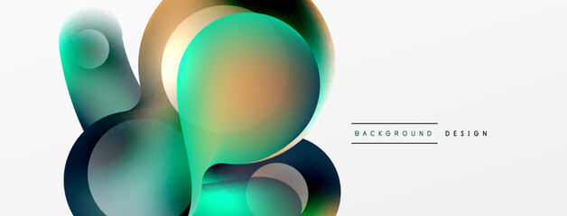 Fluid abstract background. Liquid color gradients composition. Round shapes and circle flowing design for wallpaper, banner, background or landing