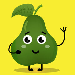Vactor Illustration Cute Avocado Character