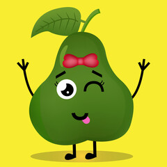 Vactor Illustration Cute Avocado Character