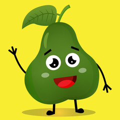 Vactor Illustration Cute Avocado Character