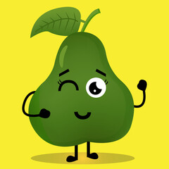 Vactor Illustration Cute Avocado Character