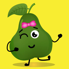 Vactor Illustration Cute Avocado Character