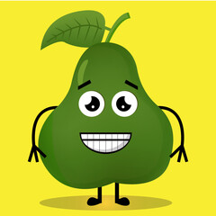 Vactor Illustration Cute Avocado Character