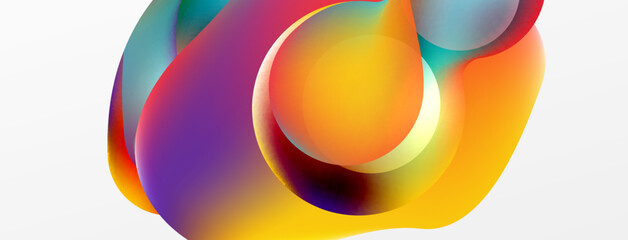 Fluid abstract background, round shapes and circle flowing design for wallpaper, banner, background or landing