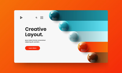 Naklejka premium Bright realistic spheres company brochure concept. Minimalistic front page design vector illustration.