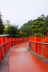 orange bridge in the park 