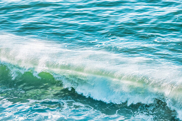 Beautiful waves of the Pacific Ocean, close-up, pastel colors