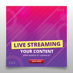 banner live video promote post template for social media.