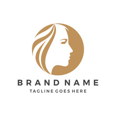 Woman Beauty Hair Salon Logo Design icon vector template