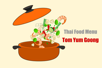 Thai food menu.Tom Yum Goong.Vector Design.