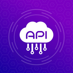 API icon with cloud, vector design