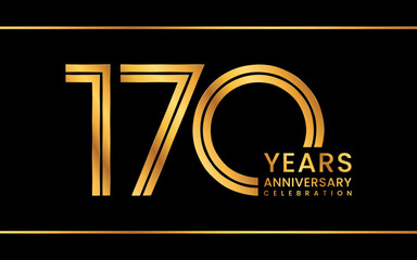 170th Anniversary logotype. Anniversary Celebration template design with gold color for celebration event, invitation, greeting card, flyer, banner, web template, double line logo, vector illustration