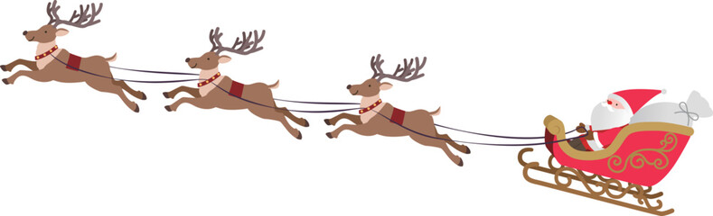 トナカイのそりに乗っているサンタクロース