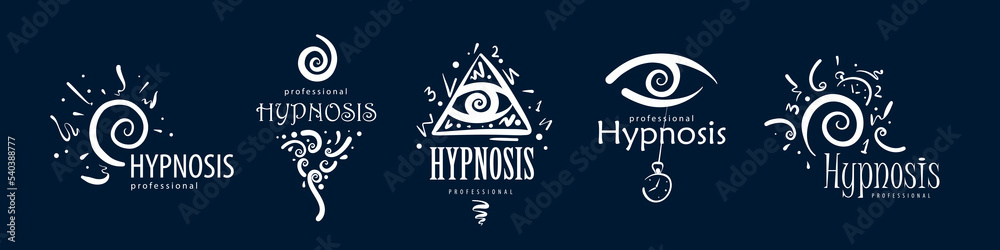 Wall mural a set of hand-drawn logos for professional hypnosis