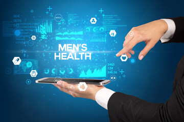 Close-up of a touchscreen with medical inscription concept