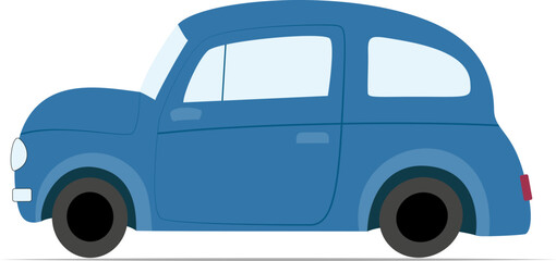 Fiat 500 Beetle flat illustration with transparent background. Retro car in childish style. - obrazy, fototapety, plakaty