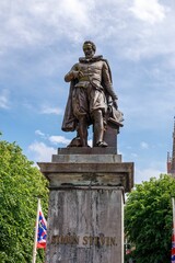 Statue of Simon Stevin, the Flemish mathematician, scientist and music theorist in Bruges, Belgium
