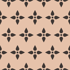 minimalistic vintage geometric seamless pattern. Simple vector abstract background with small flowers, tiny crosses, grid, grid.