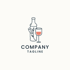Wine logo icon design template flat vector