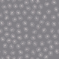 Contour drawing, seamless pattern. Gray neutral background. Vector illustration for packaging design, wallpaper, fabric, textiles, stationery, accessories.