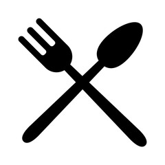 Spoon and fork icon in silhouette style, restaurant business concept for restaurant icon. Vector icon on white background