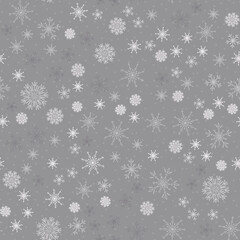 Falling snowflakes seamless vector pattern